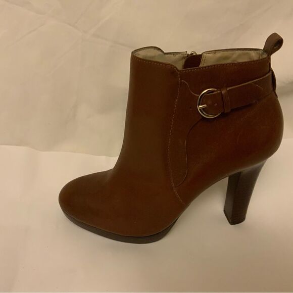 Neiman Marcus SPENCER Brazil BROWN LEATHER Heels BOOTIES Boots BUCKLE eur 38 - Picture 7 of 12